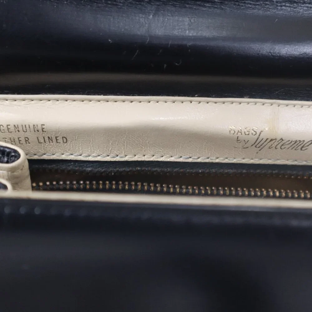 Vintage Black Large Leather Jackie O Handbag Purse Satchel Bags by Supreme EUC